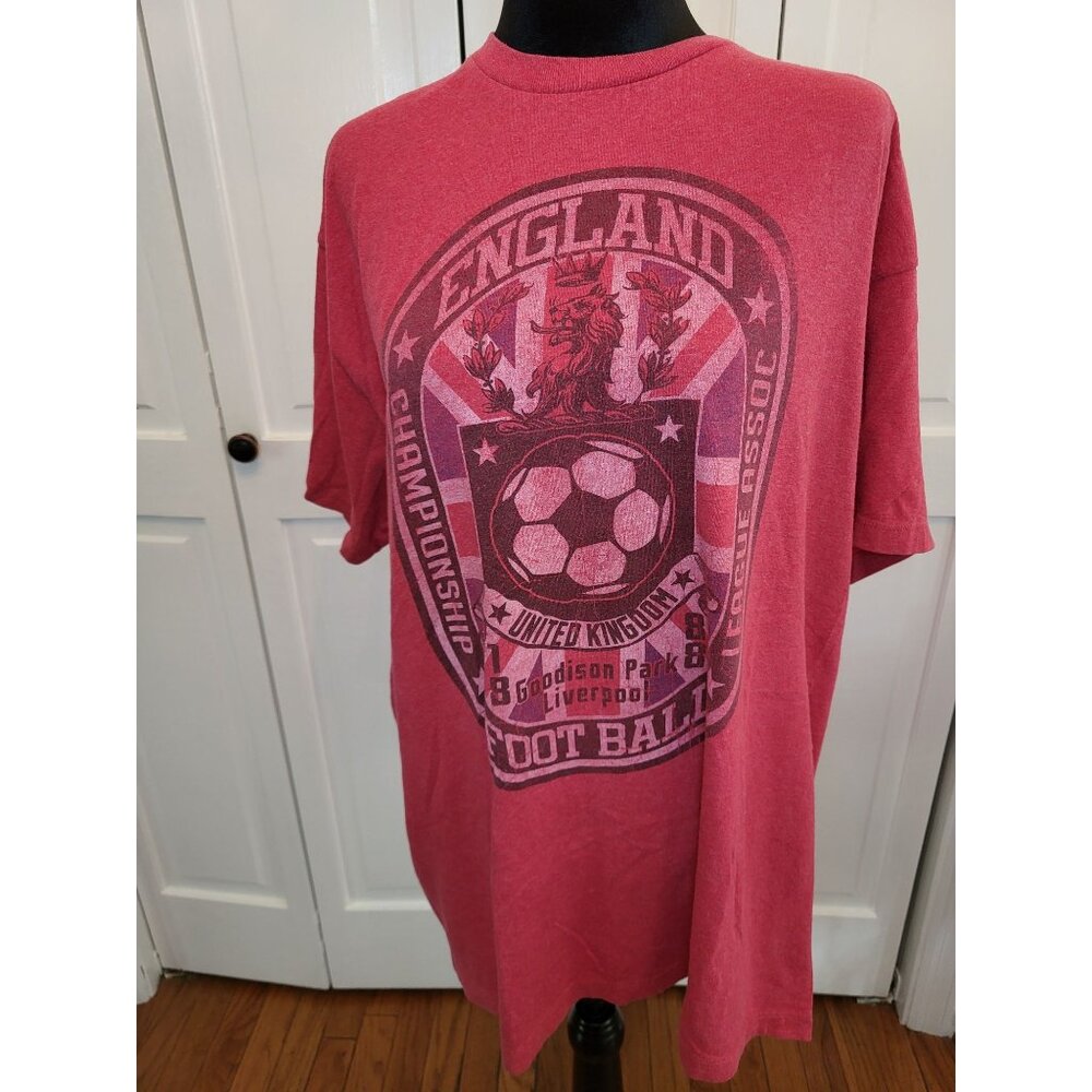Red England Soccer/Football Championship Graphic Tee Unitas XXL Blokecore Preppy